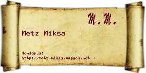Metz Miksa névjegykártya